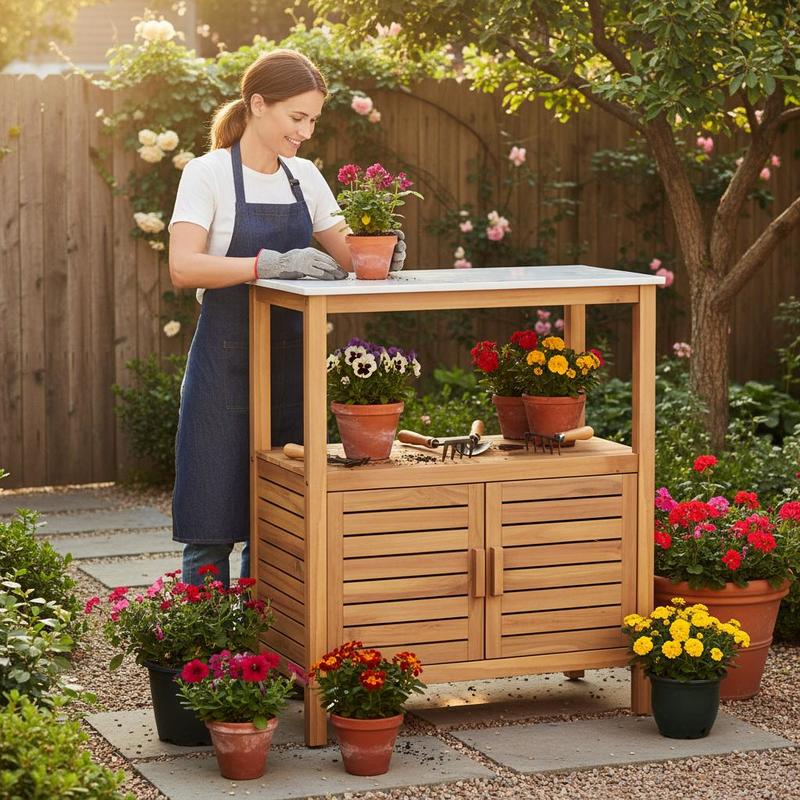 Outdoor Potting Bench Acacia W - Workbench Woodworking review and price