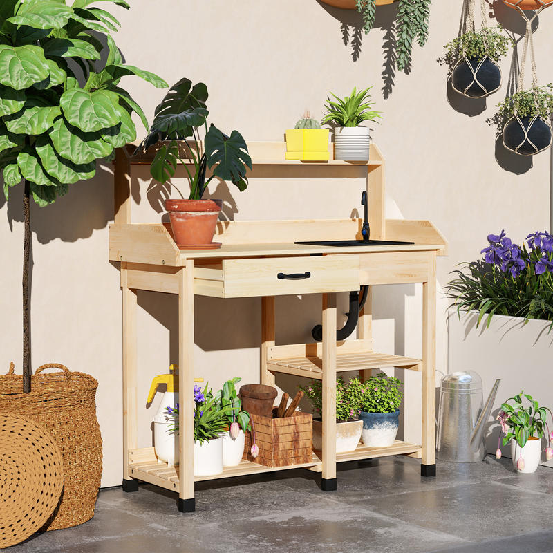 Outsunny Potting Bench Table,  - Workbench Woodworking review and price