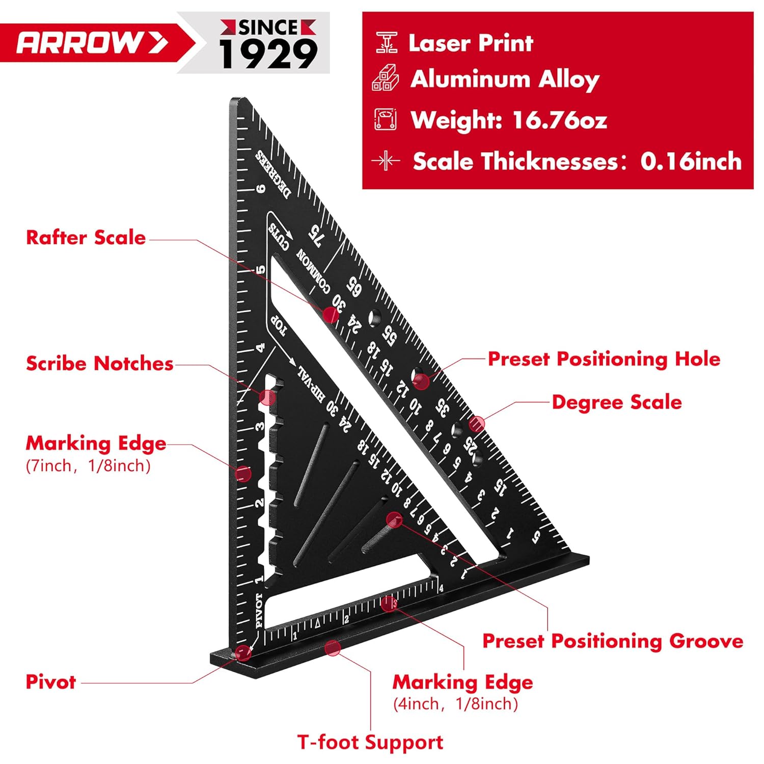 Arrow Aluminum Alloy Rafter Sq - Woodworking Carpenter review and price