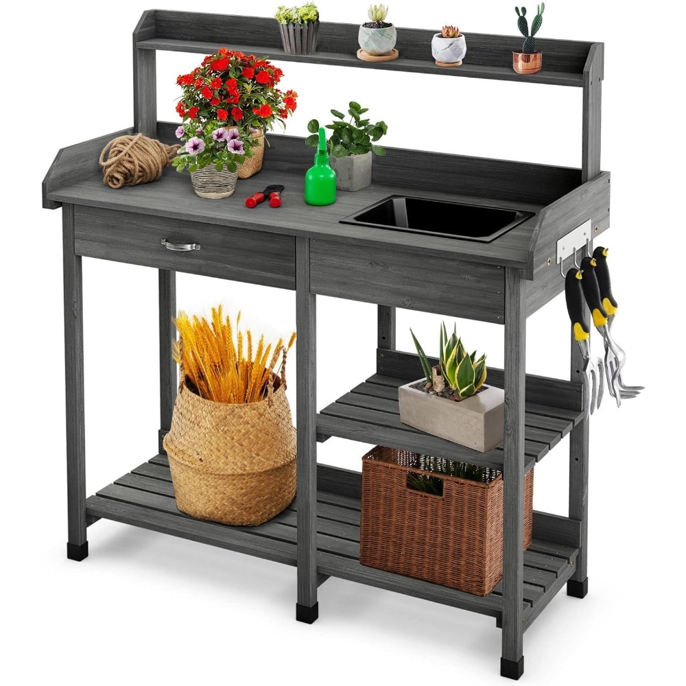 Potting Bench Table Patio Outd - Workbench Woodworking review and price