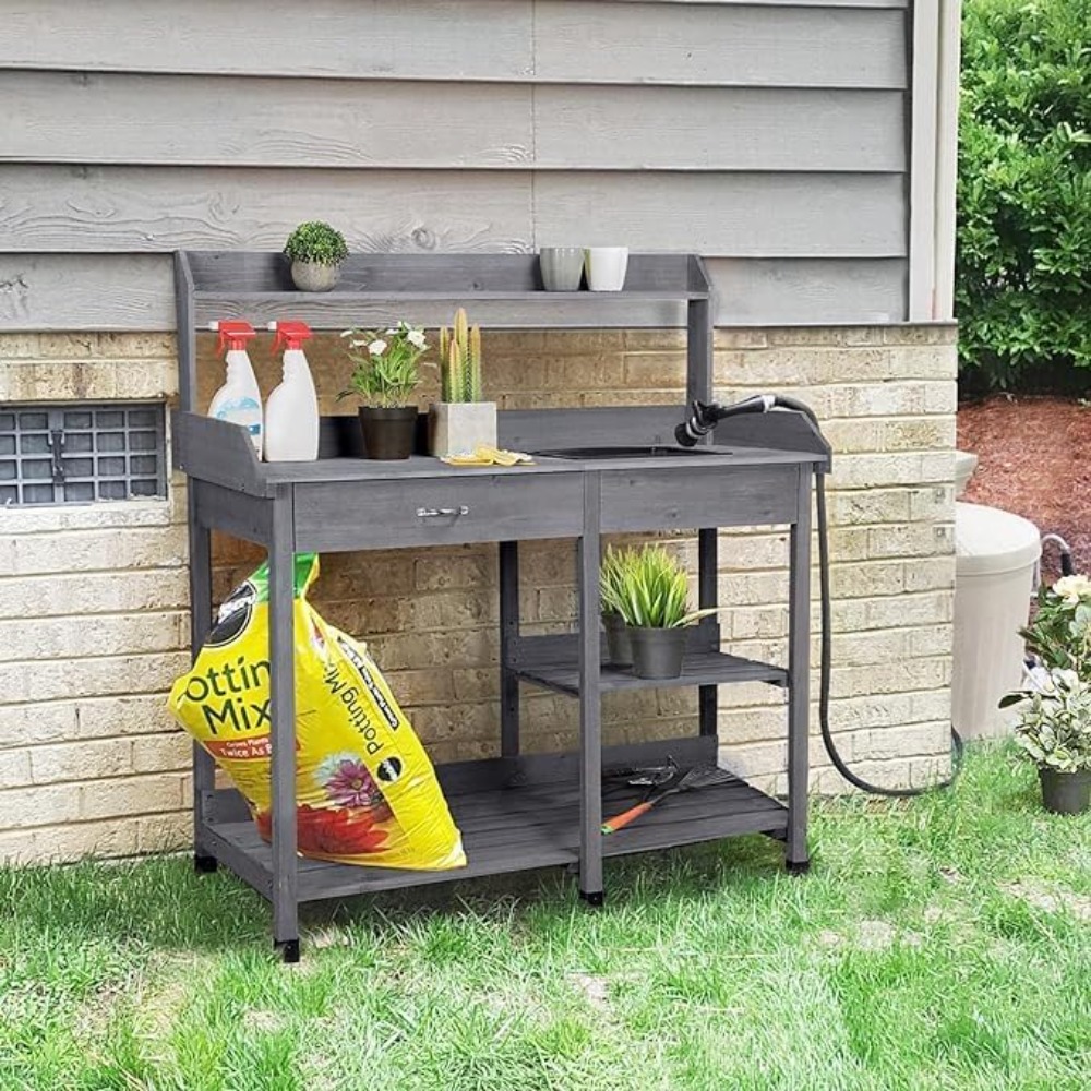 Potting Bench Table Patio Outd - Workbench Woodworking review and price