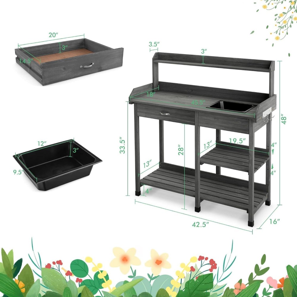 Potting Bench Table Patio Outd - Workbench Woodworking review and price