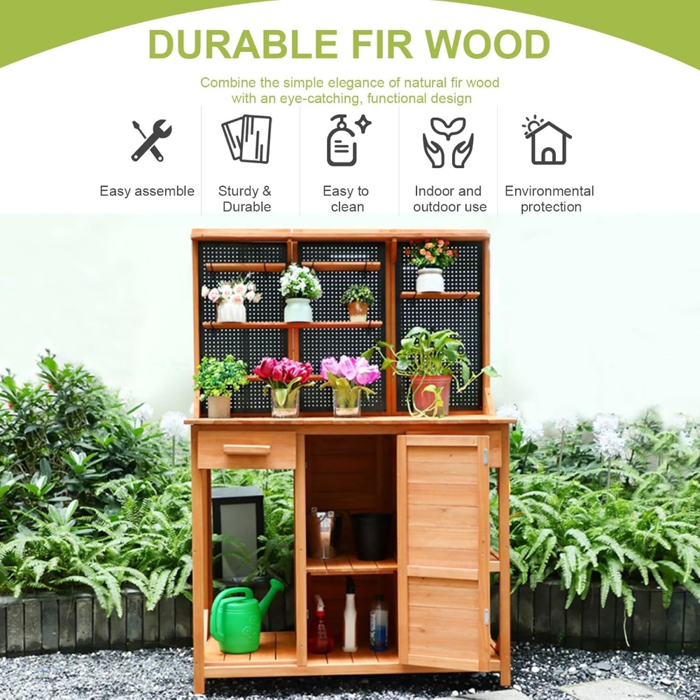 Outdoor Potting Bench,Wooden P - Workbench Woodworking review and price