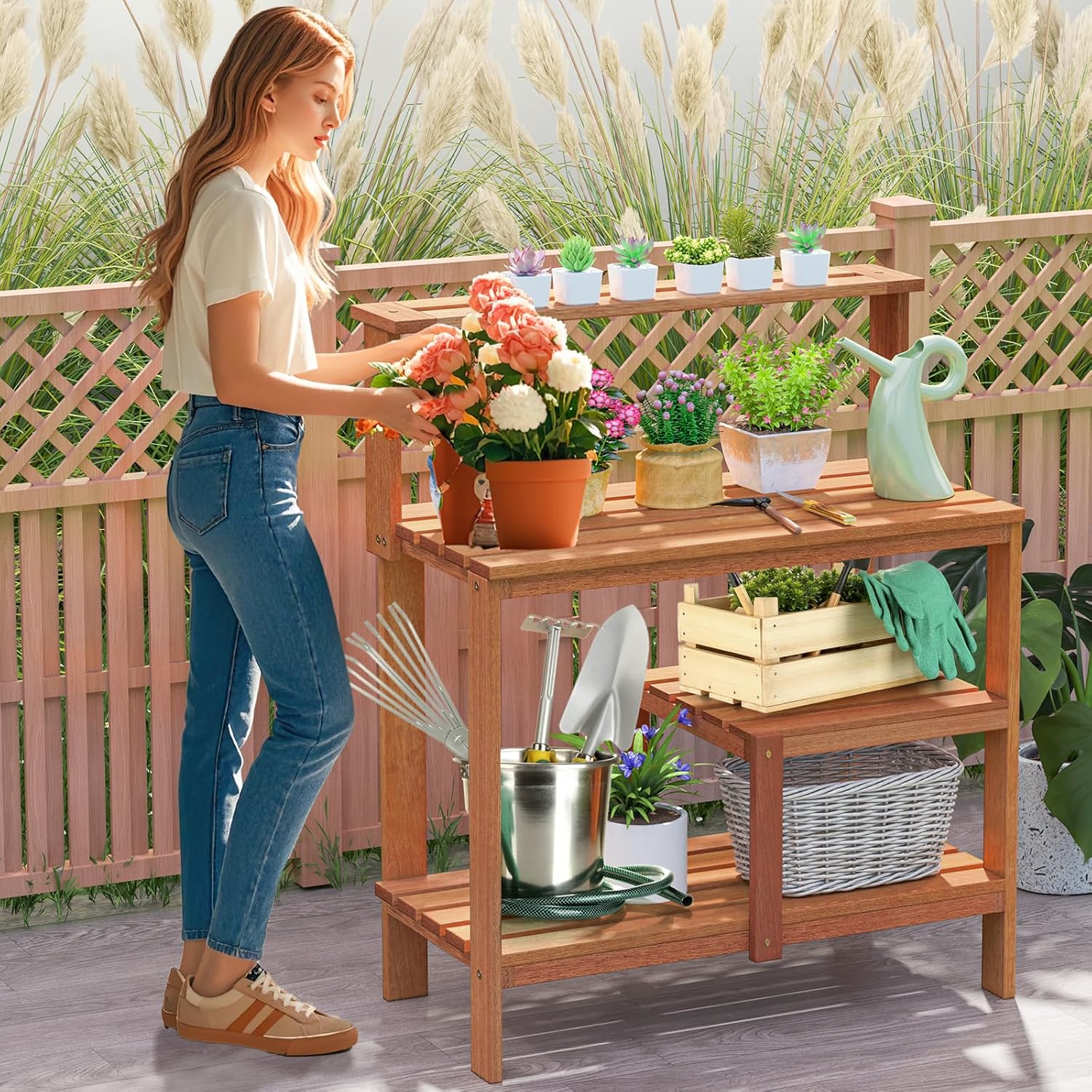 Potting Bench Table, Outdoor W - Woodworking Oil Finish review and price